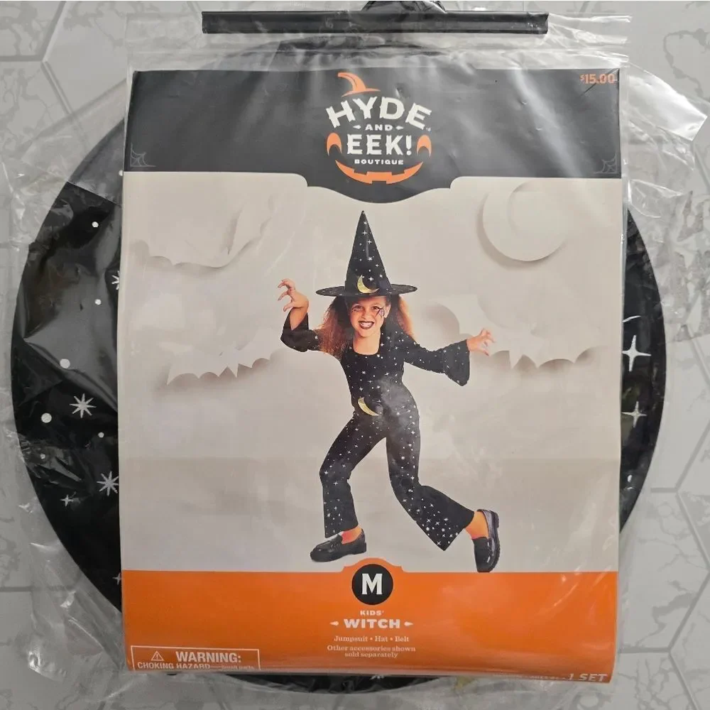 New Hyde And Eek Kids Witch Halloween Costume With Hat, Size M 8 - Picture 4 of 13